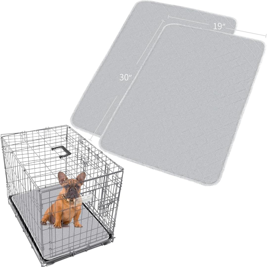 Moonsea Dog Crate Mat and Washable Pee Pads for Dogs 2 Pack(30"X19"), Waterproof Non-Slip Reusable Quilted Puppy Training Pads, Fits 36 Inch Crates (Medium)