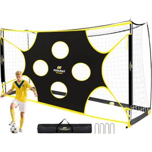 PodiuMax 12' x 6' Soccer Goal Target Nets with Highlighted Scoring Zones, Portable Shooting Practice Equipment