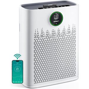 Smart Air Purifier for Home Large Rooms, with WiFi Control, Covers Up to 2400 Ft, Smart Mode, AQI Display, 22dB Sleep Mode & Aromatherapy with 2X-Power Filtration, HAP603WF, Bright White