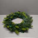 24 Inch Real Touch Norfolk Pine Wreath for Front Door, Artificial Christmas Wreaths Faux Green Pine Needles Wreath Durable and Reusable for Walls Windows Porches Farmhouse Indoor Outdoor Home Decor