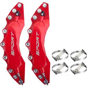 Universal ABS Plastic Car 3D Disc Brake Caliper Covers with Logos Front Rear Auto Accessories (Plastic ABS- Red, 2x 280mm)