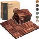 THYOI Premium Deck Tiles, Patio Flooring - Outdoor Waterproof Acacia Wood Tiles for All Weather Use - Balcony, Backyard, Indoor & Outdoor (Square Ft) (10, Dark Brown, 12S)