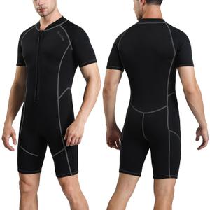 Seaskin Mens 3mm Shorty Wetsuit Womens, Full Body Diving Suit Front Zip Wetsuit for Diving Snorkeling Kayaking Swimming
