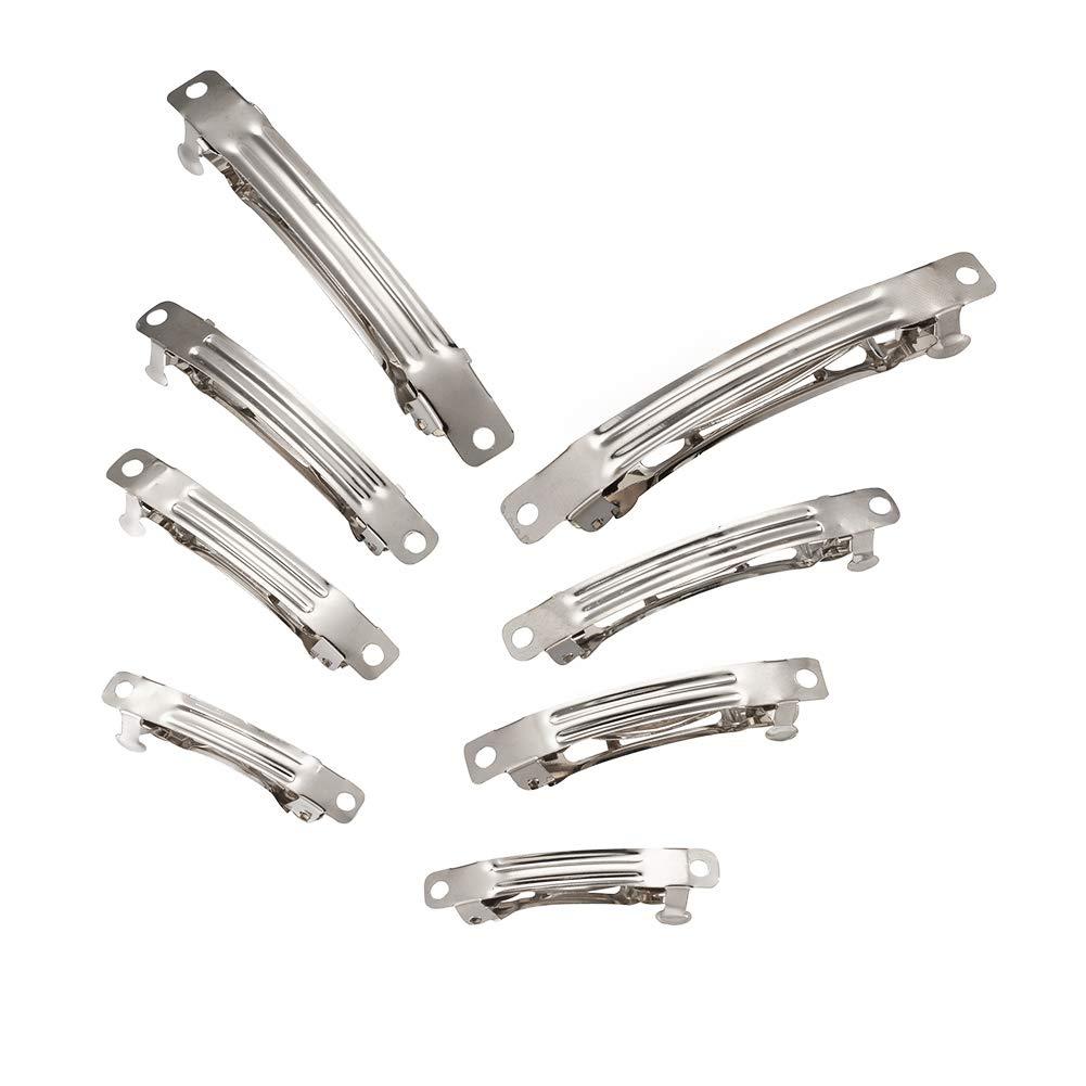 100Pcs Iron Blank French Barrette Hair Clip 4 Sizes 39/51/59/78mm Long Platinum for DIY Hair Accessories Making