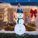 Hausse Lighted Christmas Snowman Decorations, 4.5FT Outdoor Pre-Lit White Collapsible Snowmen with Built-in Lights, Light Up Pop Up Xmas Yard Display, Plug in for Holiday New Year Winter Garden Yard