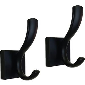 Black Coats Towels Hooks,Towel Robe Clothes Coat Hooks,Heavy Duty Wall Mount Hooks for Bath Bedroom Kitchen Pool Garage Hotel,2 Pack