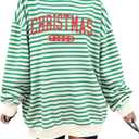 LUKYCILD Christmas Vibes Sweatshirt Women Merry Christmas Shirt Xmas Long Sleeve Shirt Winter Holiday Sweatshirts (Medium, Green-striped)
