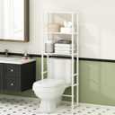 Furinno Turn-N-Tube Over The Toilet Storage, 3-Shelf Over The Toilet Organizer, Freestanding Space Saver Bathroom Shelf, for Bathroom Organizers and Storage, Plain White
