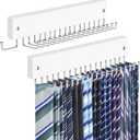 Tie Rack Belt Hanger Wall Mounted, Lomrsiul Non Slip 180 Degree Rotating Tie Organizer for Men Closet with 18 Hooks Closet Organizers and Storage for Tie Belt Necklace Purse Scarf Bag, White, 2 Pack