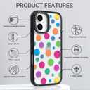 Clear TPU Phone Case Cover for iPhone with Design, Drop Protection, Cute Case for Girl Women (Clear-Colorful Polka Dots, iPhone 17)