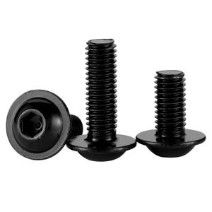 M6-1.0 x 16mm Flanged Button Head Socket Cap Screw Bolts, Allen Socket Drive, Stainless Steel 18-8 (304), Black Finish, Quantity 50