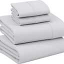 RUVANTI 100% Cotton California King Sheet Sets, 4 Pieces, Soft & Breathable Percale Weave Bedding, Deep Pocket 14", Hotel Standard, Crisp Cool Feel & Durable, Perfect Dyed Sheets, Quiet Gray