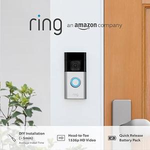 Ring Battery Video Doorbell Plus (Newest gen) | DIY Wireless Video Doorbell Camera with 1536p HD Video, Head-To-Toe View, Quick Release Battery Pack | Easy to install (5min)