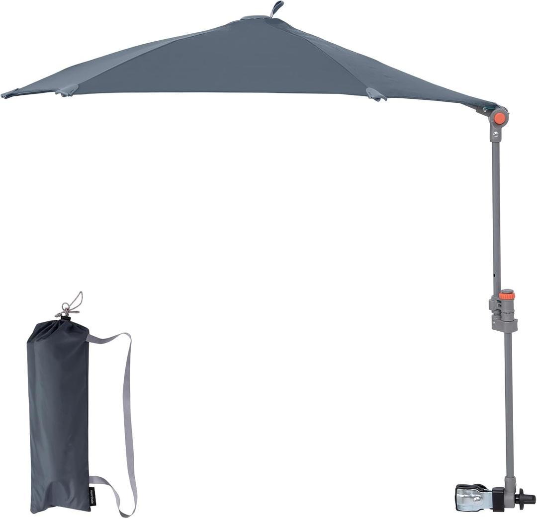 KingCamp UPF 50+ Beach Chair Umbrella with Clamp Adjustable No-Block View | Portable Lightweight Sun Shade for Sand Lawn,Sturdy Personal Sun Shelter with Carry Bag for Outdoor Camping,Sports Events