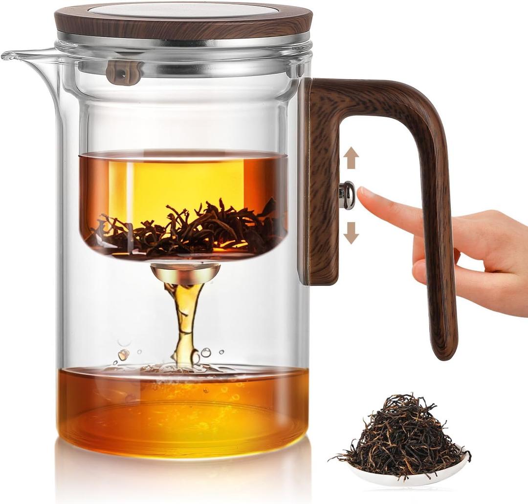 Enchanti Tea Pot, Magic Glass Teapot with Strainer,Magnetic Water Separation with Infuser -800ML/27.01oz