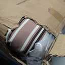 EAGLE PEAK Tufted Outdoor/Indoor High Back Patio Chair Cushions, Set of 2, 46'' x 22'', Beige Stripe