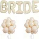 40Inch BRIDE Balloons-White Sand Balloons with Large Cream White BRIDE Foil Banner Letter Sign for Wedding Bridal Shower Engagement Bachelorette Party Decorations