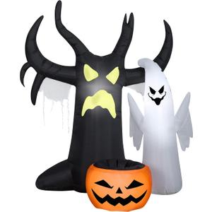 Gemmy Airblown Inflatable Haunted Tree with Candy Bowl, Multicolored Gemmy Airblown Inflatable Haunted Tree with Candy Bowl, Multicolored