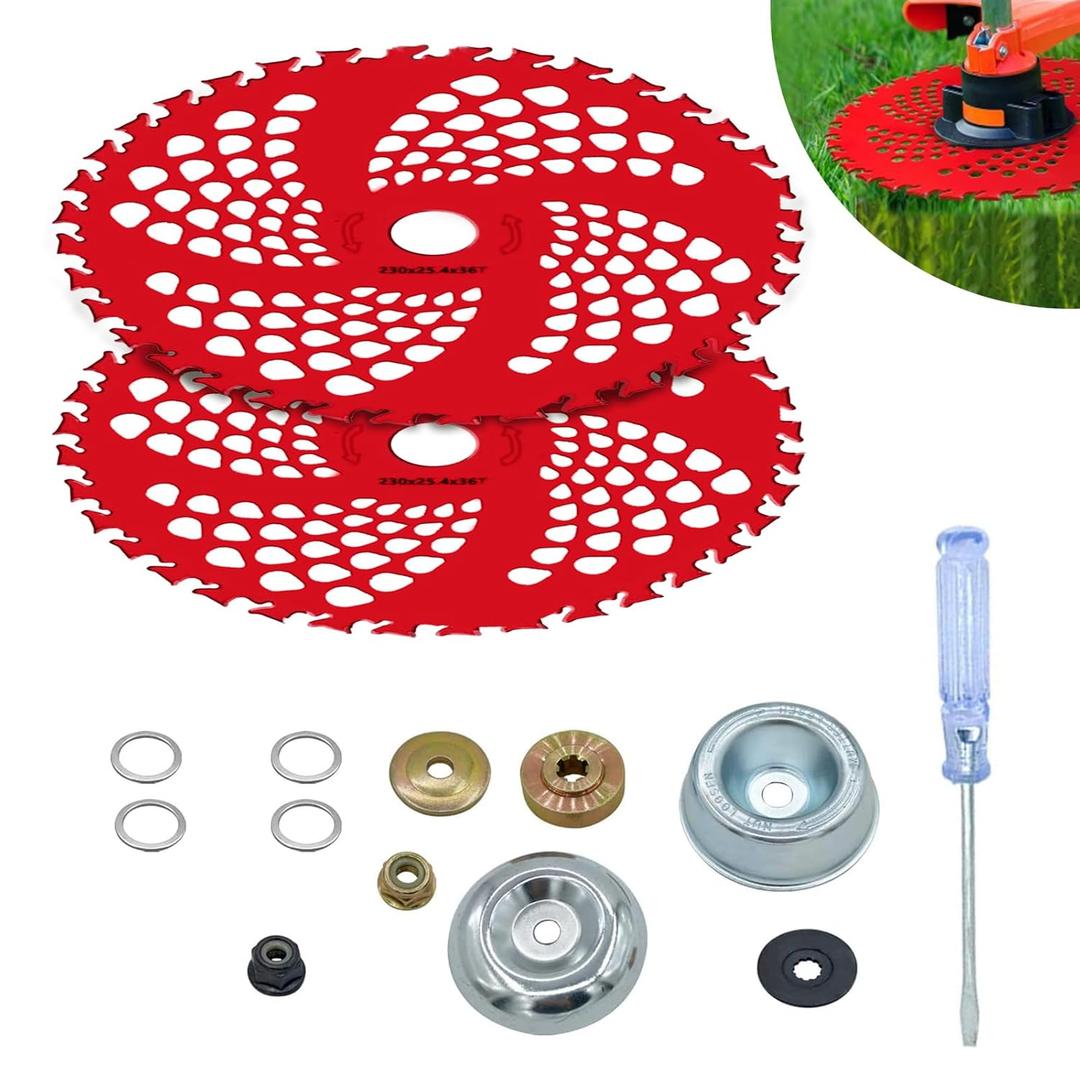 9" x 36 Teeth Carbide Tipped Brush Cutter Blades, 2 Pack Trimmer Head Weed Eater Blade Replacement, Weed Wacker Blade for Brush Cutter, Weed Trimmer, Landscaping