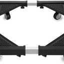 HQO LOVL Mini Fridge Stand with 4 Locking Wheels 17.7"-25.6" Adjustable Dolly Washing Machine Stand Base，for Furniture Portable Refrigerator Dryer Stand（Black）