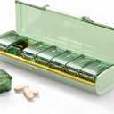 Weekly Pill Organizer,Portable 7 Day Pill Box,Moisture Proof Medicine Pill Organizer,Travel Pill Case with BPA-Free Material,Pocket-Size for Supplements & Vitamins (Green)