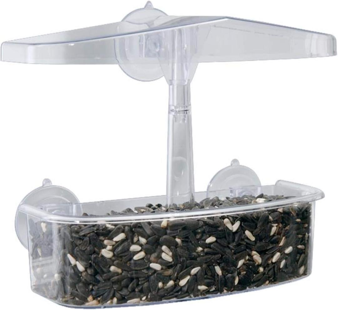 Droll Yankees Observer Window Bird Feeder with Suction Cups, 2 Cup Capacity, Clear