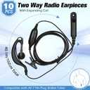Kingdder 10 Pcs Walkie Talkie Earpiece with Mic 7 Pin Two Way Radio Ear Piece Microphone Earbud Bulk Single Wire Earhook Headset Compatible with Baofeng UV-XR UV9Rplus BF-9700 A58 UV9RPRO UV68