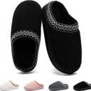 Harxxitd Slippers for Women&Men with Memory Foam Corduroy Closed Toe House Shoes Ladies Winter Warm Comfy Bedroom Women's Slipper Indoor and Outdoor Slip-on Rubber Sole (8-9 Women/7-8 Men, Black)
