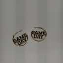 Game Day Hoop Earrings Football Team Sports Fan Earrings for Women (Black)