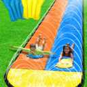 JAMBO XL Premium 20Ft Slip Splash and Slide with 2 Bodyboards, Heavy Duty Water Slide with Advanced 3-Way Water Sprinkler System, Backyard Waterslide, Splash Mat, Outdoor Water Toys n Slides for Kids (20FT XL Slide, Double Lane)