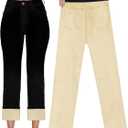 KDF Women's Fleece Lined Jeans Women High Waisted Straight Leg Jeans Winter Fleece Lined Jean Pants (14)