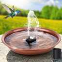 Bird Bath Fountain for Outside, 13.5" Garden Metal Bird Bath Bowl with 8W Water Pump, 2 Nozzles Adjustable Water Fountain for Backyard Patio Garden and Outdoor Water Features