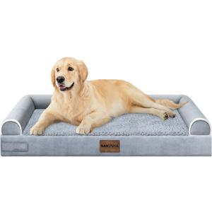 Large Dog Bed Orthopedic Washable: Beds Bolster XL Bed Large Big Dogs Memory Foam Couch Sofa Waterproof with Removable Cover (36.0"L x 27.0"W x 6.5"Th, Light Grey)
