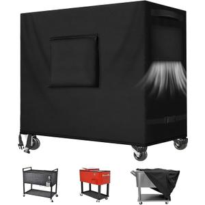 Cooler Cart Cover Waterproof,Heavy Duty 420D Oxford Fabric Fit for Most 80 Quart Rolling Cooler Cart Cover,Patio Ice Chest Protective Covers