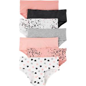 Carter's Girls' Little 7-Pack Underwear (2-3, White/Pink/Black/Hearts)