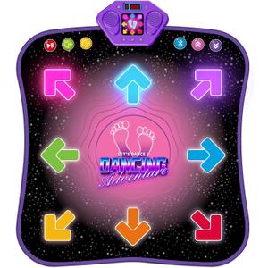 Flooyes Dance Mat Toys for 3-12 Year Old Kids, Electronic Dance Pad with Light-up 8-Button Wireless Bluetooth, Music Dance with 5 Game Modes, Birthday Toys Gifts for Girls