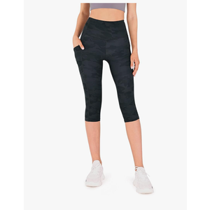ODODOS Women's High Waisted Yoga Capris with Pockets, Tummy Control Non See Through Workout Athletic Running Capri Leggings S