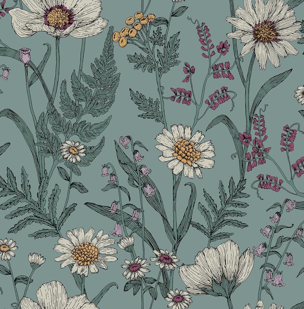 InHome 216-in by 20.5-in Spring Meadow Blue Peel & Stick Wallpaper