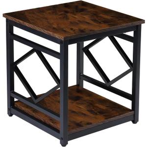 HODGSON Mini Fridge Stand Table with Large Capacity Storage, 18 Rustic Industrial End Table Side Table with 2-Tier for Beverage, Refrigerator, Dorm, Apartment,Office, Bedroom Corner