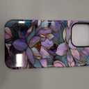 Compatible with MagSafe Flower Phone Case for iPhone 13 Pro, Cute Magnetic Stained Glass Floral Aesthetic Soft Shockproof Protective Phone Cover for Women Girls-Purple Water Lily
