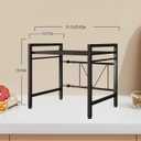 Expandable Microwave Stand 2 Tier Metal Kitchen Counter Organizer for Microwave with 6 Hooks Bakers Rack Microwave Shelf Microwave Oven Rack 55lbs Weight Capacity, 25 inch