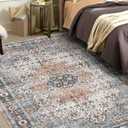 Mcadore 6x9 Area Rugs Washable Boho Rug, Non Slip Carpet for Living Room, Boho Vintage Design Rug, Foldable Soft Low-Pile Rug, Vintage/Multi