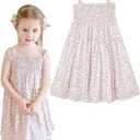 Simplee kids Baby Girls Casual Dress Toddler Smocking Dress Floral Print Sundress for Spring Summer 1-6 Years