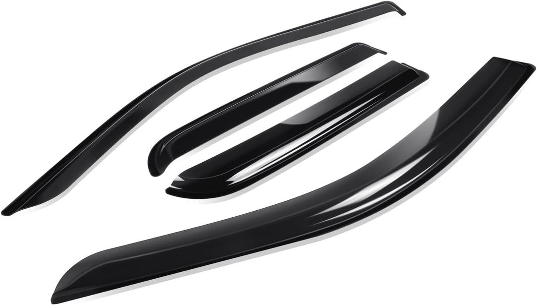 Auto Dynasty Window Visors Compatible with 2019-2024 Ram 1500, 4Pcs Front & Rear Tape-On Window Vent Visor Deflectors Rain Guard, Glossy Dark Smoke