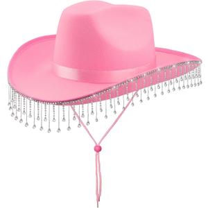 quescu Bridal Cowgirl Hat for Bachelorette Party,Rhinestone White Cowboy Hat for Women Bride To Be Gift,Halloween Costume (Style 3)