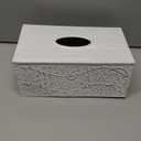 Modern Farmhouse Decorative Tissue Box Holder - Distressed White, Rustic Metal Design for Bathroom