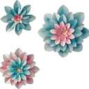 FTIJKLYE Metal Flower Wall Art,Floral wall decor Multiple Layer Decor for Indoor Outdoor Home Bedroom Living Room Office Garden(colorful)