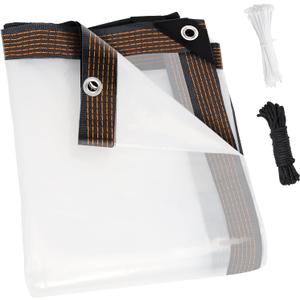 ZYP 2PCS 8x10ft Heavy Duty Clear Waterproof Tarps Outdoor Garden Rainproof Covering,Clear Vinyl Tarp with Grommets,Transparent Waterproof Tarpaulin for Covering Henhouse Porch Canopy Plant Camping