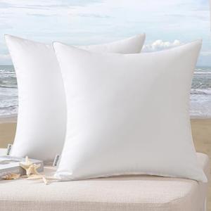 MIULEE Pack of 2 Decorative Outdoor Waterproof Pillow Covers Square Garden Cushion Sham Throw Pillowcase Shell for Spring Patio Tent Couch  30×30 cm White