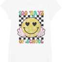 100th Day Of School Groovy Smile Face 100 Days Boy Girl T-Shirt. L Size